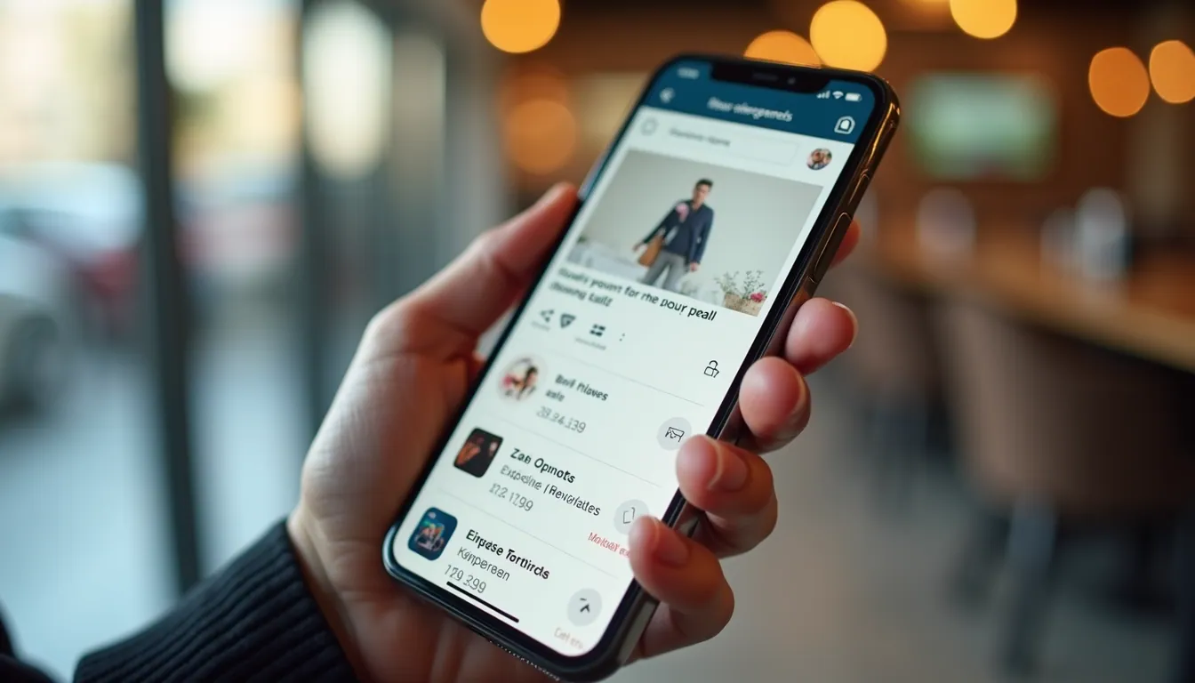 Close-up view of a smartphone displaying a retail app with promotional offers