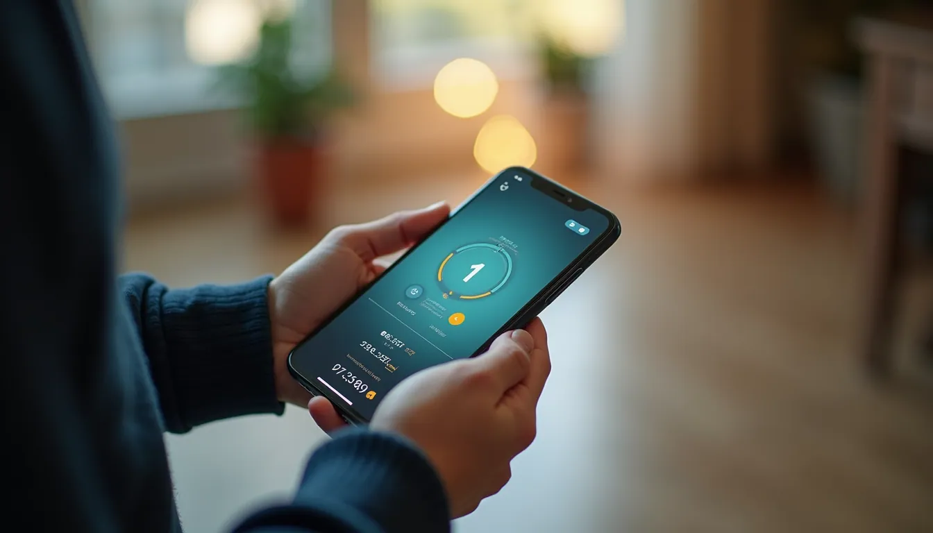 High angle view of a smartphone displaying a fitness app created with white-label tools