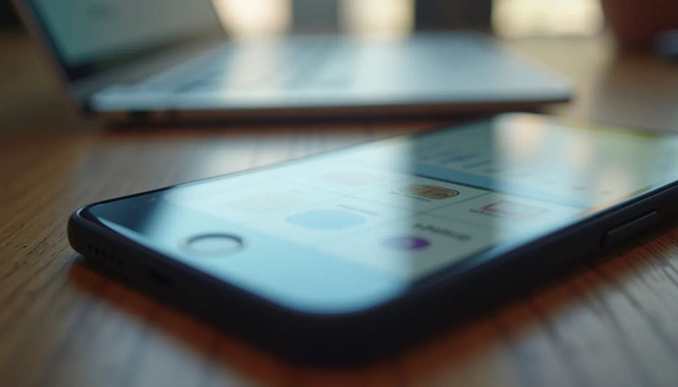 Close-up view of a smartphone displaying a business app with sales and customer engagement features