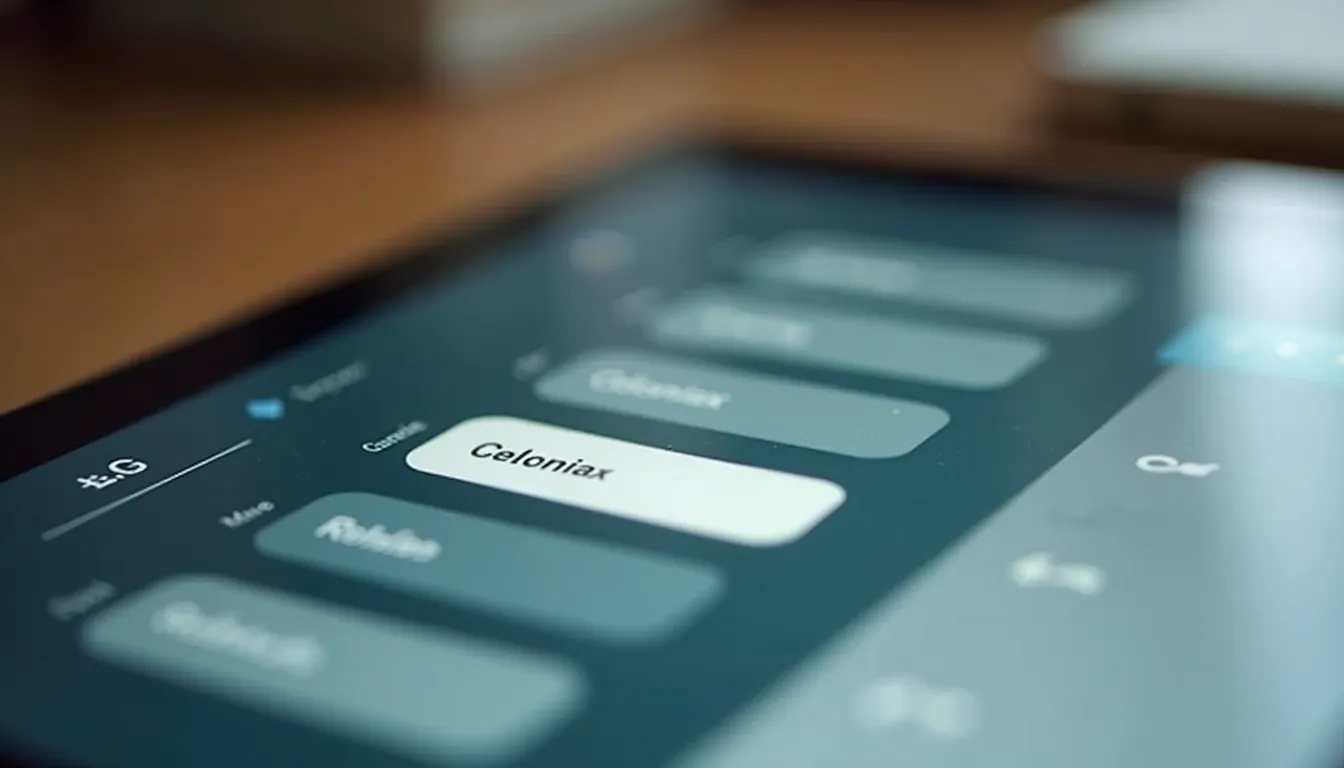 Close-up view of a tablet displaying app customization options