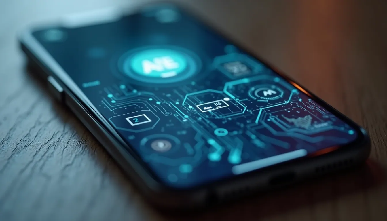 Close-up view of a smartphone displaying an AI-powered app interface