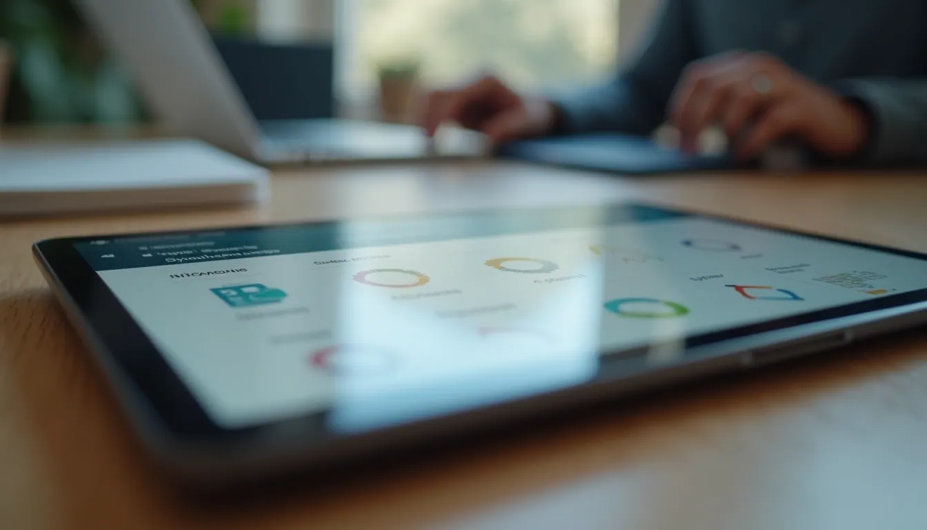 Close-up view of a tablet displaying app customization options