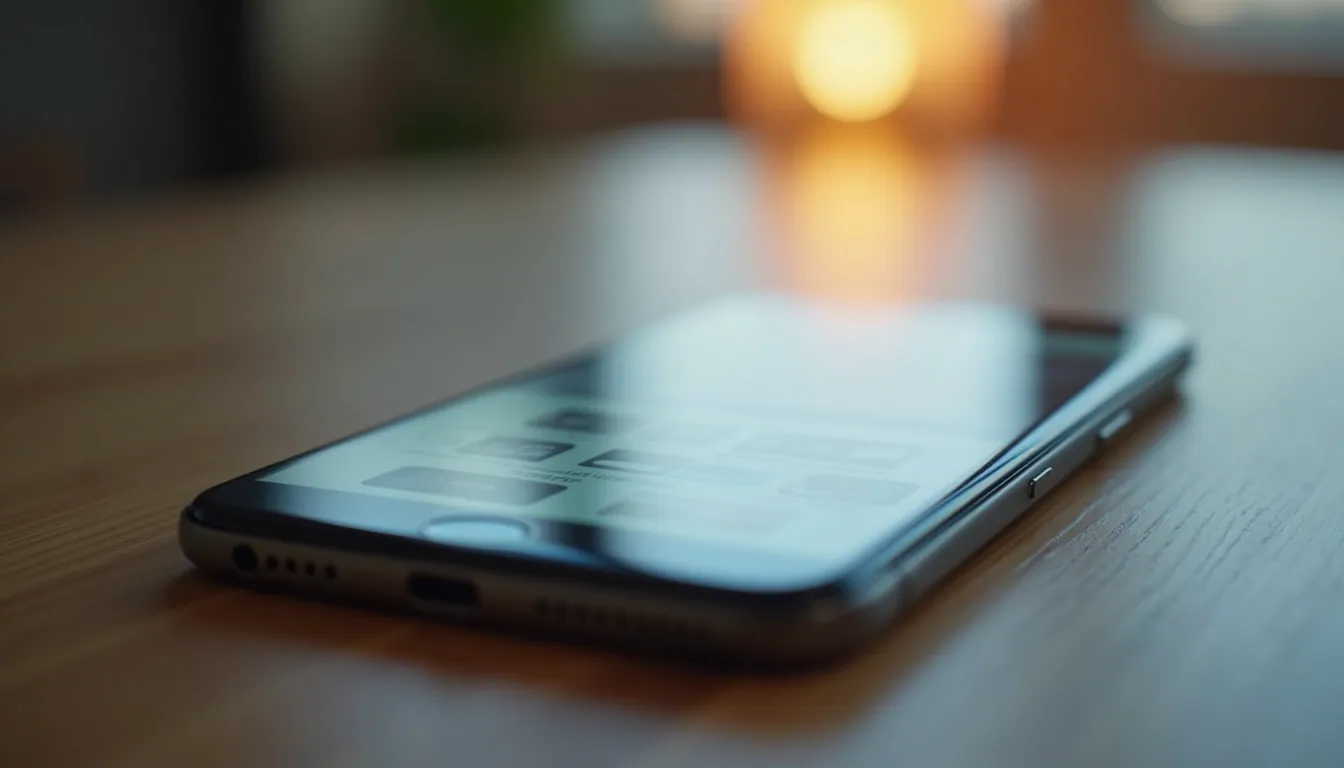 Close-up view of smartphone displaying a product catalog app