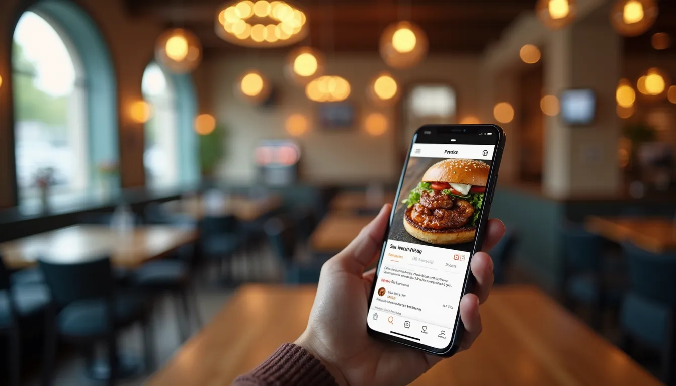 Close-up view of a smartphone app page for a restaurant