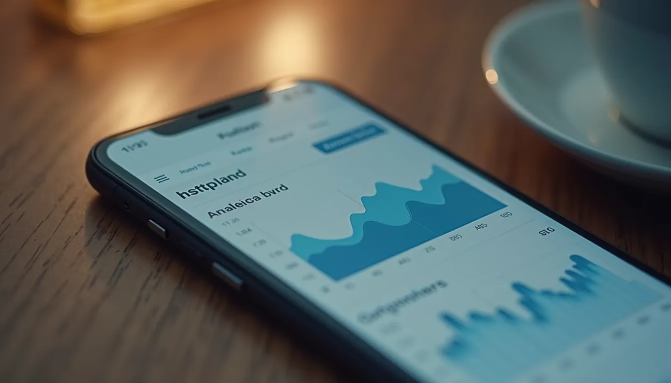 Close-up view of a smartphone displaying an app analytics dashboard