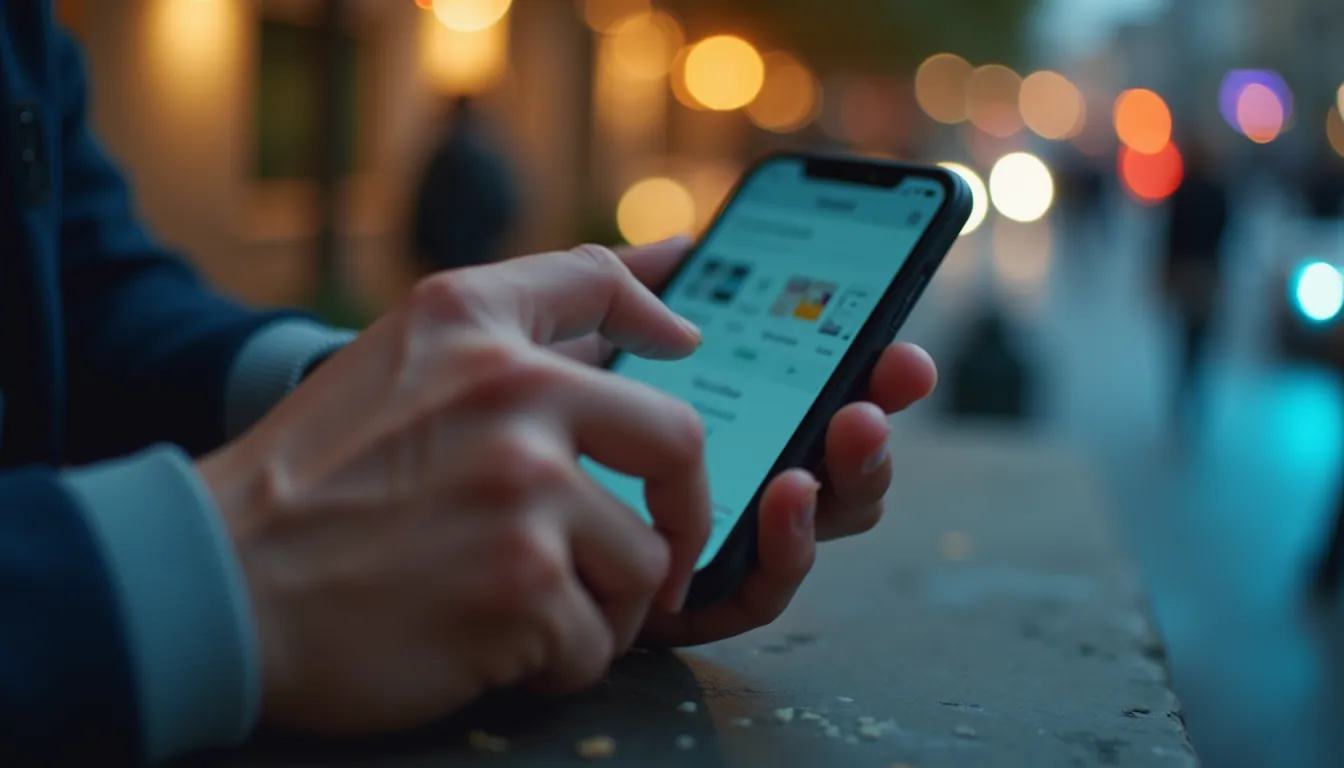 Eye-level view of a person using a tablet to build a mobile app
