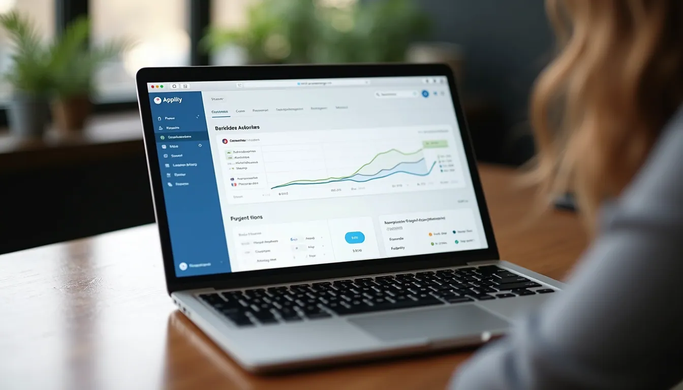 High angle view of a laptop screen showing the Appily app builder dashboard